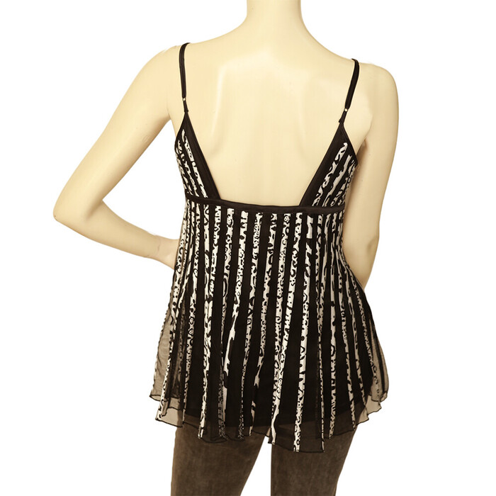 Class Roberto Cavalli Black Net Zebra Pattern Cami Top Sleeveless Blouse sz 42