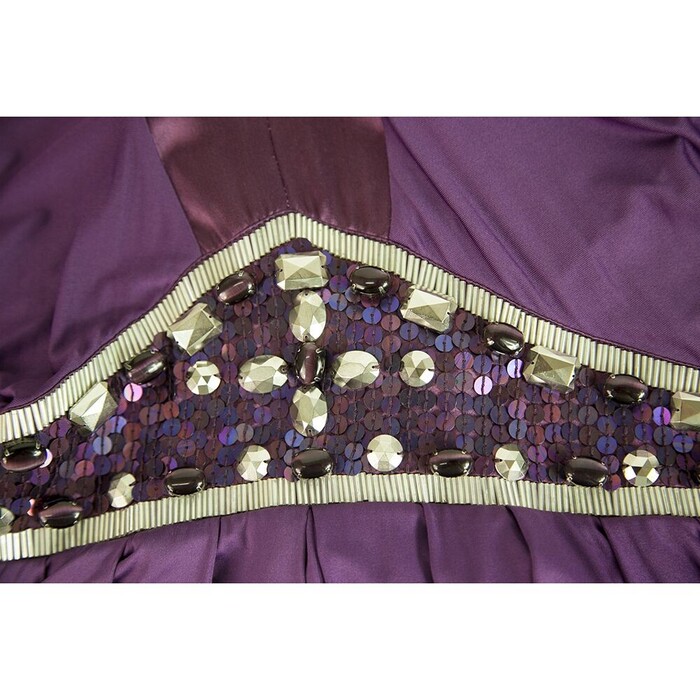 Pinko Purple Draped Empire Waist Beads Sequins Sleeveless Knee Dress sz L