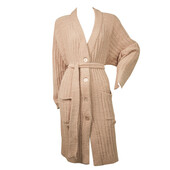 Twinset U&B Pink Ribbed Knit Button Front Belted Long Cardigan Cardi size S