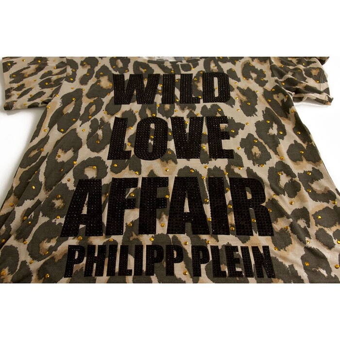 Philipp Plein Animal Print Wild Love Affair Sequined T-shirt Top Sz XS