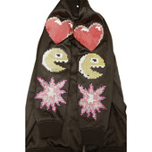 Philipp Plein Black Arcade Pac-man Heart Rhinestones Long Jacket size S