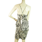 Uniforme Cream & Black Zebra Animal Print Cami Top Mini Skirt Set size S