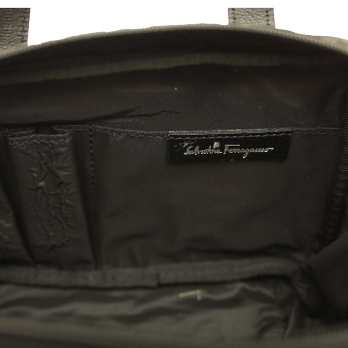 Salvatore Ferragamo Black Signature Canvas Toiletry Case Cosmetic Bag Handbag