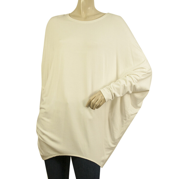 Helmut Lang White Womans Long Dolman Sleeve Relaxed Top - Size M