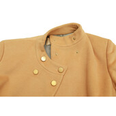 Valentino Double-breasted beige wool coat gold buttons militaire style stand up collar