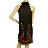 Roberto Cavalli Black Floral Printed 100% Silk Midi Dress Ruffled 40