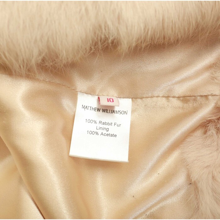 Matthew Williamson Beige Rabbit Fur 3/4 Sleeve Bolero Jacket Coat sz 10UK