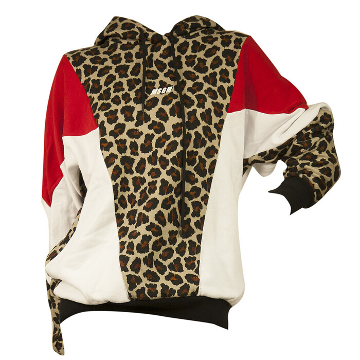 MSGM Animal Leopard Print Hoodie Top Sweat Pants Cotton Lounge Set (S - XS)