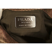 PRADA mini handbag tote bag in lizard embossed brown leather with double handles