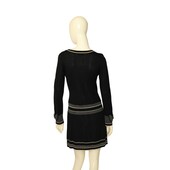 Temperley London Black Silk Cashmere Knit Beige Long Sleeves Mini Dress size M