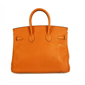 Hermes Birkin 25cm Orange Leather Goldtone Hardware 2016 Stamp X