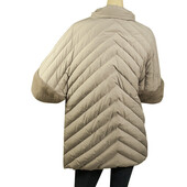 Florence mode Gray Quilted Puffer Jacket Coat Vison Mink Fur Short Sleeve 42