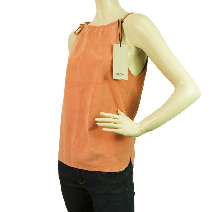 Jo Peters NEW 100% Leather Suede Salmon Pink Cami Sleeveless Top