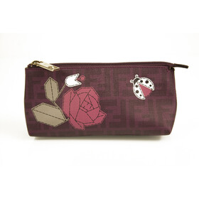 Fendi Zucca Spalmati Rose Ladybug Purple FF Logo Clutch Mini Bag Zipper Handbag