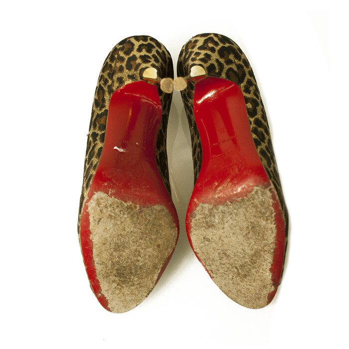 Christian Louboutin Leopard Print Yoyospina 100 Giaguaro Pumps heels peep toes