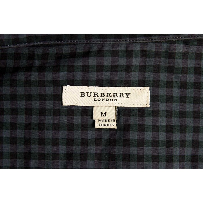 Burberry London Black Blue Plaid Check Shirt Long Sleeve Men' s M