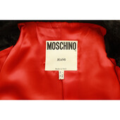 Moschino Jeans Black Velour Logo Snap Button Blazer Jacket size 44