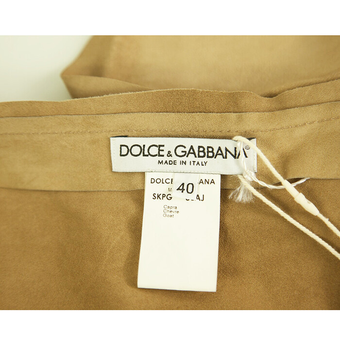 NTW Dolce Gabbana D & G Above knee mini belted beige suede goatskin skirt  Sz 40