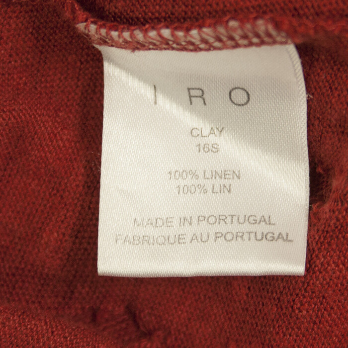 IRO Clay Red Linen Short Sleeve T-shirt Top with Holes size XS