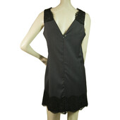 Dondup Blue Black Lace Trim Cocktail Wool Sleeveless Mini Dress size 40