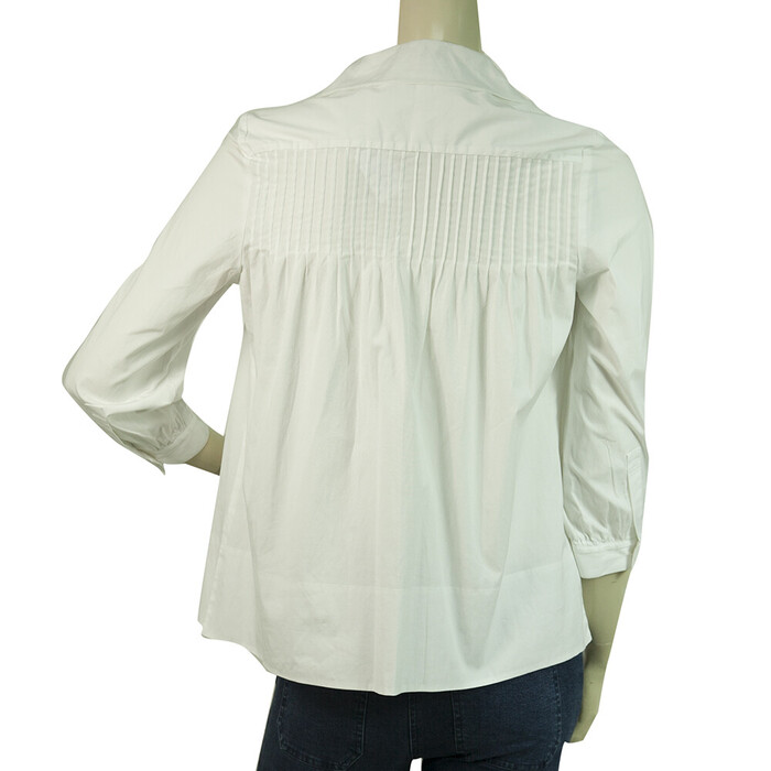 Diane Von Furstenberg DVF KAY White Cotton Back Pleats Button Tunic Shirt Top 8