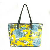 Marc by Marc Jacobs Yellow Blue Floral Canvas Shopper Tote Shoulder Bag Handbag