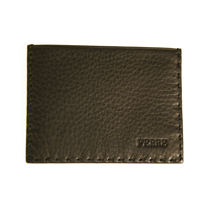 Gianfranco Ferre Black Grained Leather New Unisex Men Card Case Pocket Wallet