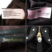 Juicy Couture Brown pleated Velvet Black Leather Bag Handbag Bowler charm