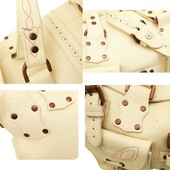 Mulberry Blenheim Roxanne Cream Stitched Pebbled Leather studded handbag