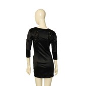 KIX Black Pyramid Studs 3/4 Sleeve Short Bodycon Mini Dress size M