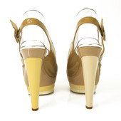 Christian Louboutin Scarpe Tricolor Camel Patent Leather Platform Heels 40,5