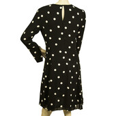 Saint Laurent black viscose long-sleeve polka-dot Crêpe mini dress