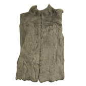 Genuine Rabbit Fur Gray Vest Sleeveless Jacket w. Zipper Coat Winter Gillet S/ M