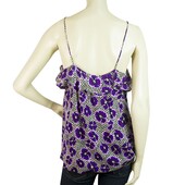 Milly of New York Pansies Purple Silk Floral Sleeveless Cami Top - Sz 4