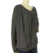 Vanessa Bruno Athe Gray Pleated Front Dolman Long Sleeve Blouse Top Sz 2