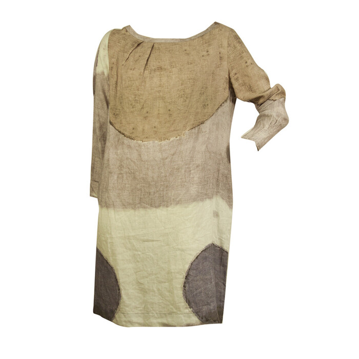 SophiStique Earthly Hues Linen Long Sleeves Pockets Dress size 42