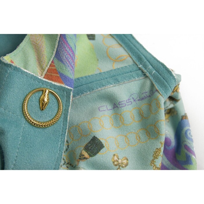 Cavalli Class Turqoise Floral Two Sided Double Face Jacket Long Cardigan sz 40