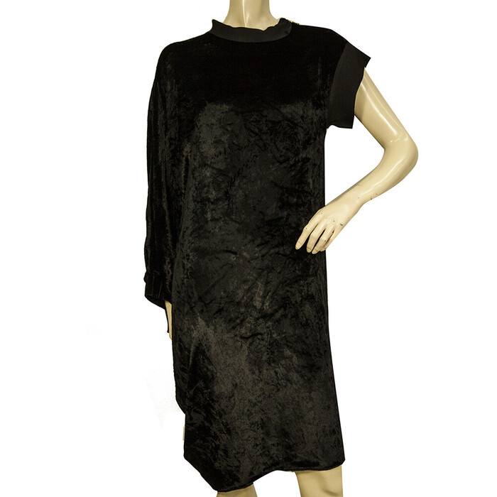 Lanvin Black Velour One Sleeve Cocktail Evening Knee dress size 40