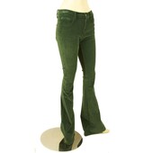 American Retro Dark Green Flare Leg Corduroy Cords Trousers Pants sz 25