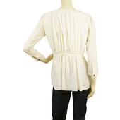 Burberry Cream Zipper Front Fitted Waist Long Sleeve Blouse Top size UK 8, US 6