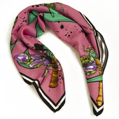 Dsquared 2 Multicolor Square Silk Scarf Jeweled Bugs colorful print