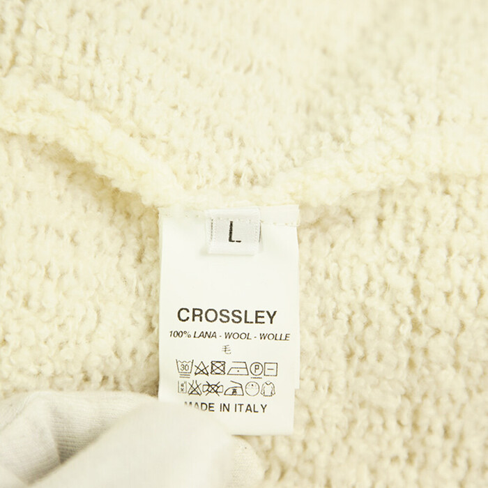 Crossley Ivory 100% Wool Knit Long One Button Cardigan Hooded Jacket size L