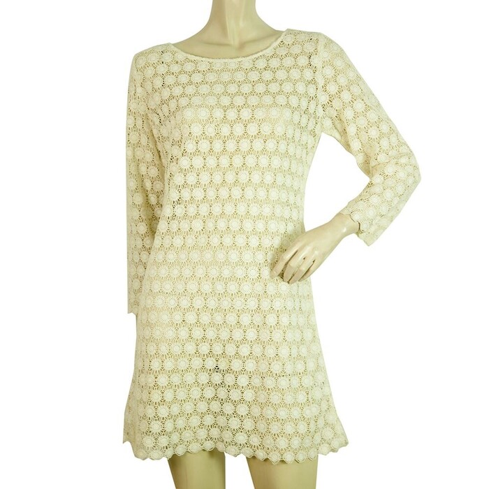 Cotton Broderie Ecru Off White Cover Up Beach Holiday Mini Dress