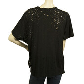 IRO Grayle Black Cotton Short Sleeve T-shirt Top with Holes size XS