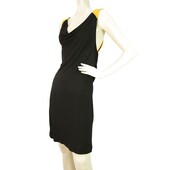 Jay Godfrey Cut Out Black Yellow Draped Sleeveless Mini Cocktail Dress size 4