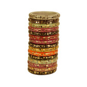 Louis Vuitton Thin Inclusion PM coral red with gold resin sequins bangle bracelet