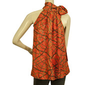 Michael by Michael Kors Orange Glittery Halter Neck Chain Logo Top size XS