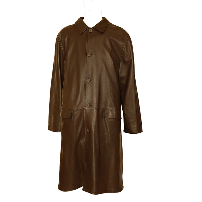 Ermenegildo Zegna brown reversible leather long coat & raincoat size XXL