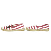 Gucci Striped Canvas Bee & Flower Pink White Flat Shoes Espadrilles size 38