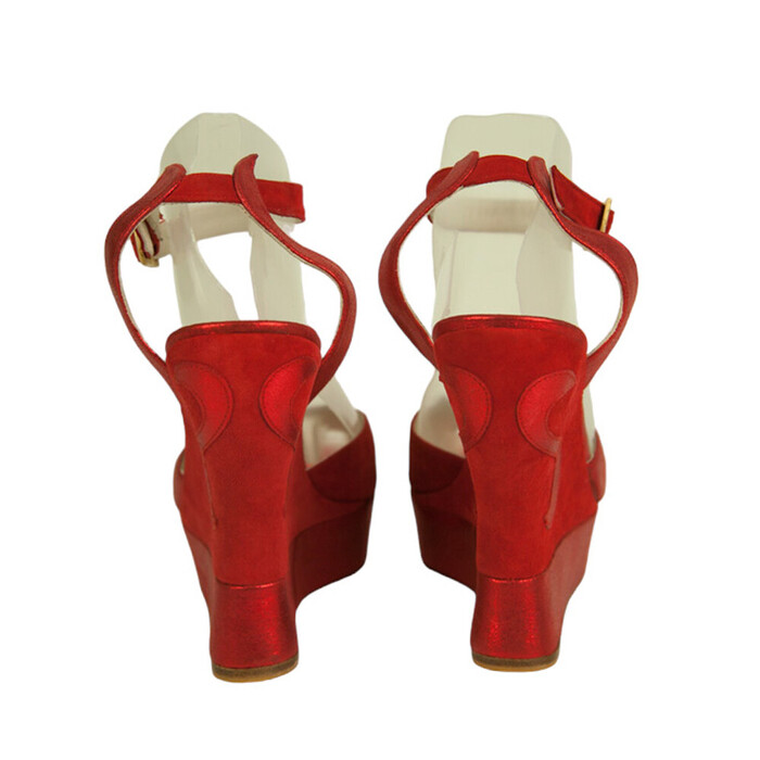 Terry De Havilland Iconic Margaux Red Suede Wedges Platform Sandals Shoes 40